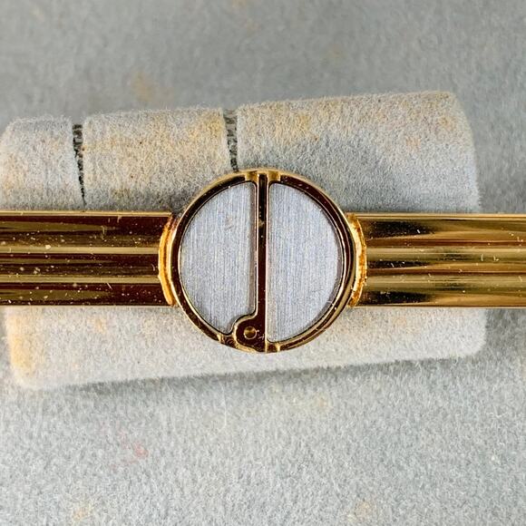 DUNHILL Vintage Gold Silver Monogram Logo Metal Tie Clip - Picture 2 of 4